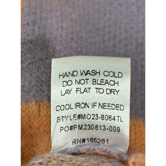 Talulah Orange Purple Check Long Sleeve Sweater Crewneck Soft Winter Artsy M - Picture 6 of 10